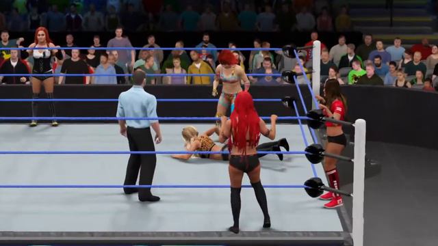 WWE 2K17 Charlotte Flair Auska And Becky Linch Vs Carmella Eva Marie And Nikki Bella
