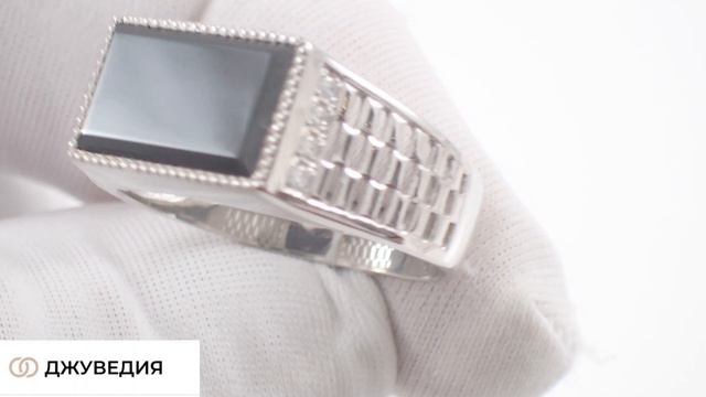 Печатка Мужская с Черным агатом, Артикул КМ-103_1, серебро 925 пробы смотреть онлайн