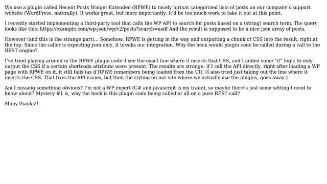 Wordpress: Prevent plugin from intruding on wp-json posts api смотреть онлайн