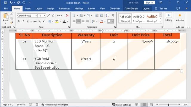 Invoice Design| MS Word Full Course in Bangla | Class- 18 смотреть онлайн