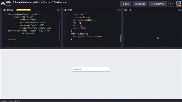 HTML5 Form Validation With the “pattern” Attribute смотреть онлайн