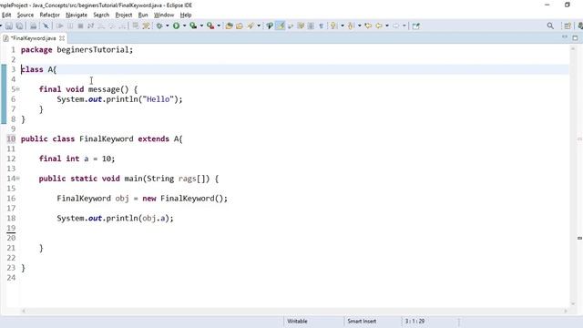 Java Tutorial | 18 | Final keyword in Java | смотреть онлайн
