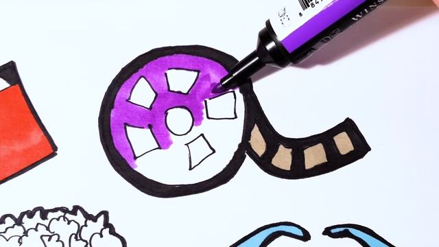 How to Draw Set for Cinema | Cinema Movie Theater Coloring Pages for Kids | Pop Corn Candy Film Art смотреть онлайн