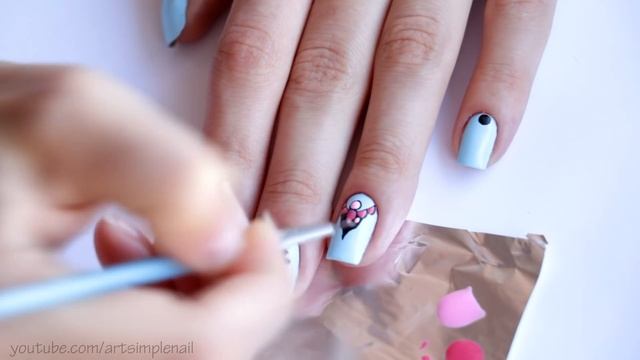 Гель лак дизайн Sweet Bloom. Голубой объемный маникюр свит блюм (шеллак) смотреть онлайн