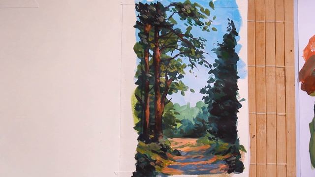 Заполняю скетчбук гуашью | Рисую лес красками из FixPrice смотреть онлайн