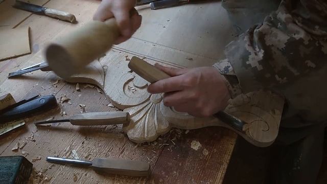 Еще одна дубовая деталь. Резьба по дереву. Продолжаю изготовления дубового проекта. смотреть онлайн