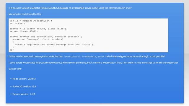 How do I send a message to my socket.io websocket from the command line in linux? смотреть онлайн