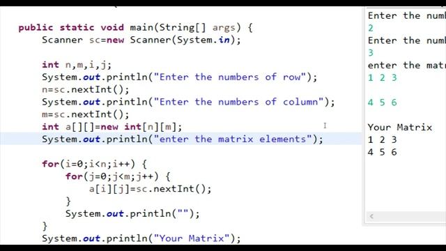 Double Dimensional Array (matrix) In Java смотреть онлайн