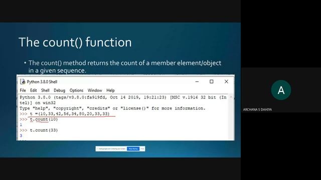 PYTHON REVISION TOUR II TUPLE METHODS смотреть онлайн