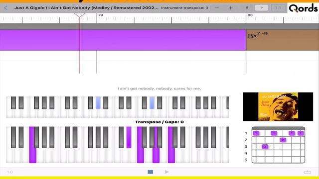 Just A Gigolo - Louis Prima [ original key: Ab ] playalong tutorial video #Qords смотреть онлайн