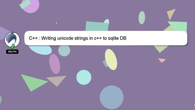 C++ : Writing unicode strings in c++ to sqlite DB смотреть онлайн
