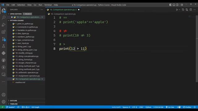 Comparison operator | Python смотреть онлайн