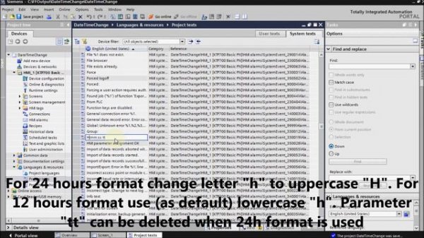 Siemens TIA Portal HMI tutorial - Changing of Date/Time format (12/24 hours format)