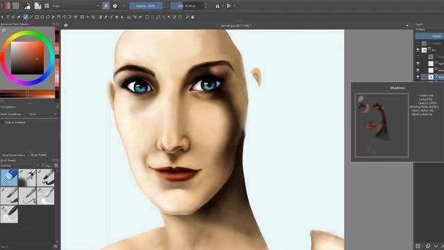 Krita Female Portrait Sketch and Paint Time Lapse смотреть онлайн