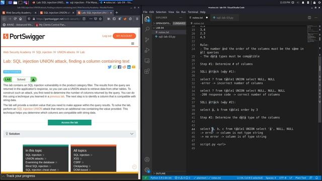 SQL Injection - Lab #4 SQL injection UNION attack, finding a column containing text смотреть онлайн