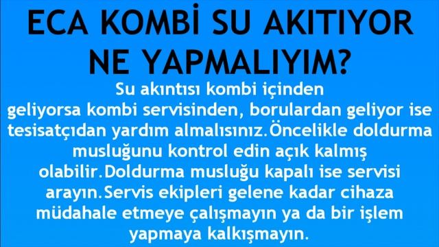 ECA Kombi Su Akıtıyor Ne Yapmalıyım? смотреть онлайн