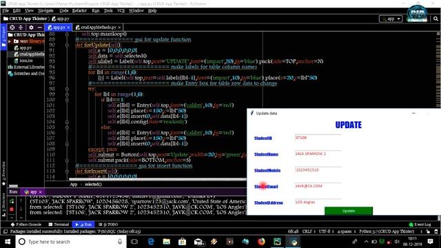 CRUD App in python Using Tkinter and Pymysql || смотреть онлайн