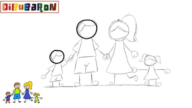 como dibujar una familia de 4 personas | Dibujos fáciles смотреть онлайн