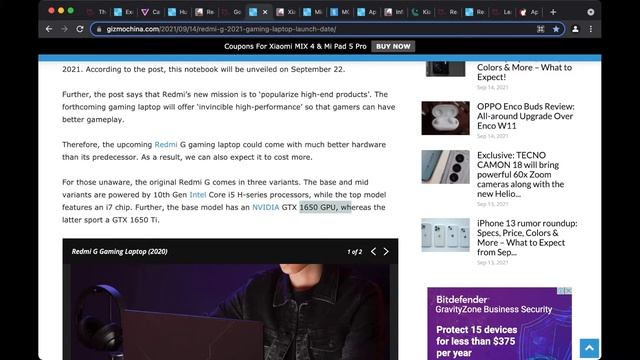 Redmi G 2021 Gaming Laptop Launch Date Set смотреть онлайн