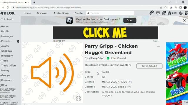 Parry Gripp - Chicken Nugget Dreamland (Roblox ID: 9245561450) смотреть онлайн