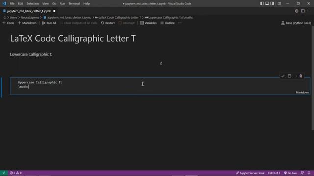 Jupyter Notebook | Markdown | LaTeX | How to Add A Calligraphic Letter T Using LaTeX Code смотреть онлайн