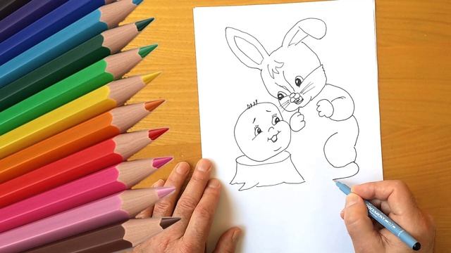 Illustration for a Kolobok fairy tale how to draw a Kolobok and Hare смотреть онлайн