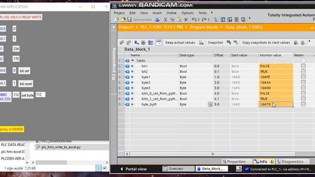 Python-Siemens plc communication GUI (write and read data) and write plc values to excel file смотреть онлайн