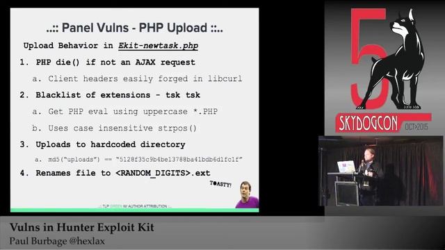 SkyDogCon 2015: Vulns in Hunter Exploit Kit - Paul Burbage смотреть онлайн