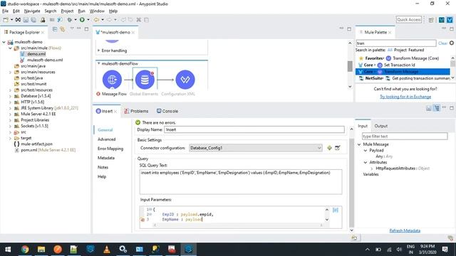 Mulesoft 4.2 - Anypoint Studio - How to insert records into a database table in mule esb. смотреть онлайн