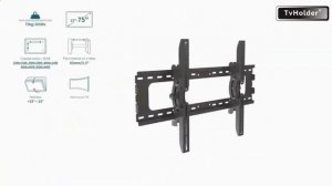 Характеристики и установка на стену наклонного кронштейна для ТВ 37-75» TvHolder PLB-2. VESA600х400