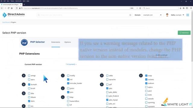 How to Enable the GD extension of PHP using CloudLinux Selector in DirectAdmin WhiteLight Hosting смотреть онлайн