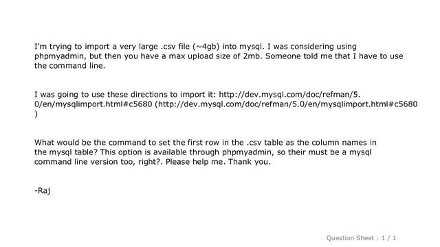 MySQL : Importing a csv into mysql via command line смотреть онлайн