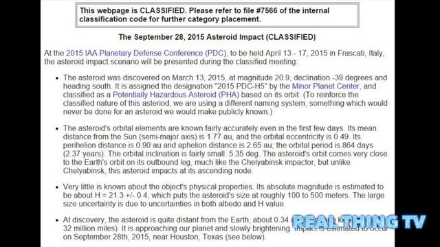 True or False NASA Asteroid to hit Earth September 28, 2015 смотреть онлайн