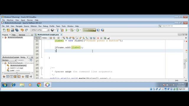 Java Swing JButton ActionListener Example смотреть онлайн