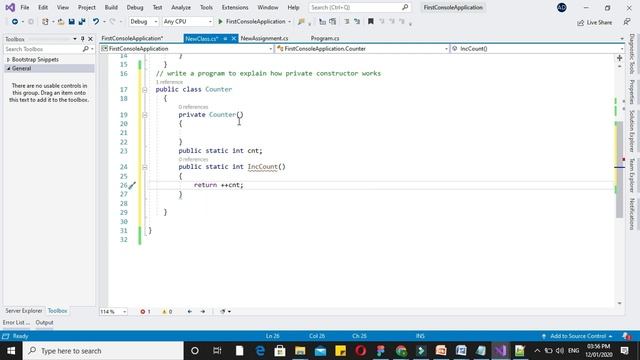 Private Constructors In C# смотреть онлайн