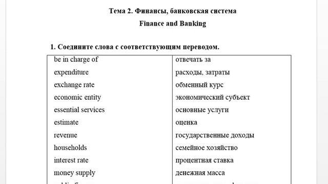 Тема 2. Финансы, банковская система. Finance and Banking (контрольная по английскому) смотреть онлайн