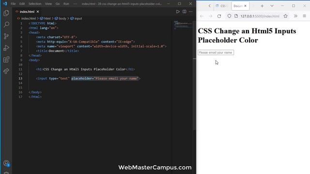 How to Change an HTML5 Inputs Placeholder Color смотреть онлайн