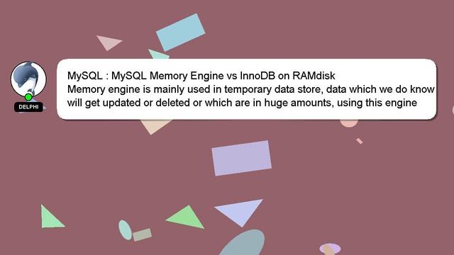 MySQL : MySQL Memory Engine vs InnoDB on RAMdisk смотреть онлайн