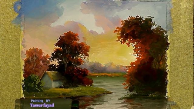 Gouache Painting Sunrise Landscape By Yasser Fayad смотреть онлайн