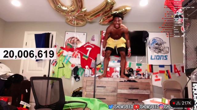 IShowSpeed hits 20 MILLION SUBSCRIBERS (JUMPS IN CAMERA) смотреть онлайн
