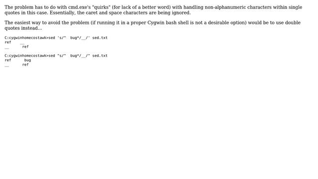 matching start of the line in cygwin regexp (3 Solutions!!) смотреть онлайн