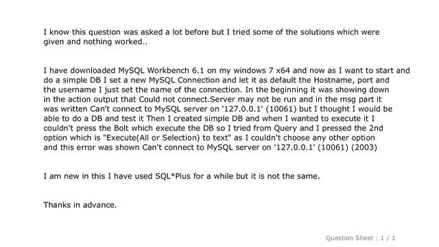 MySQL : Can't connect to MySQL server on '127.0.0.1' (10061) (2003) смотреть онлайн