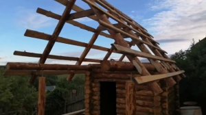 Стропила из бревна часть вторая баня 3х3