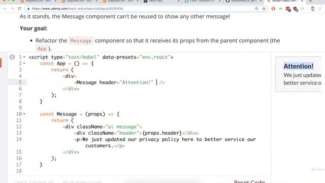 3.18 Props Exercise Solution | Modern React with Redux [2019 Update] смотреть онлайн
