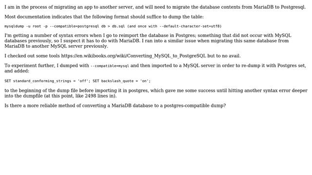 DevOps & SysAdmins: Most reliable MariaDB to Postgres dump method смотреть онлайн