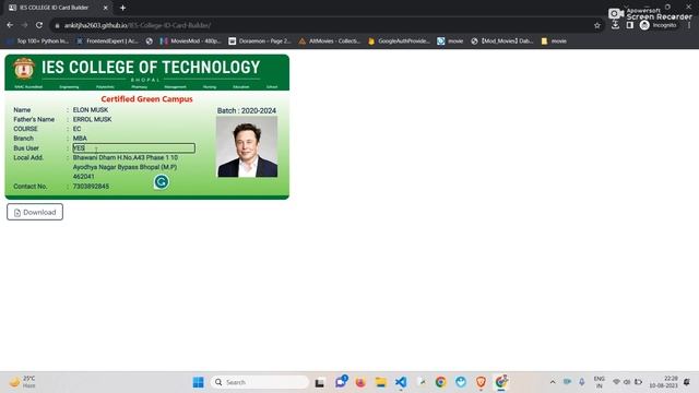 IES College ID Card Builder смотреть онлайн