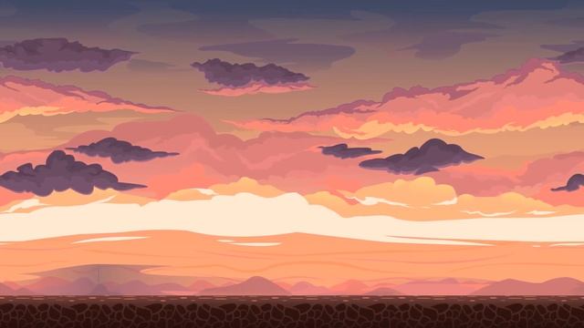 Sunset Cloudy Sky Cartoon Background смотреть онлайн