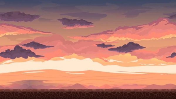 Sunset Cloudy Sky Cartoon Background