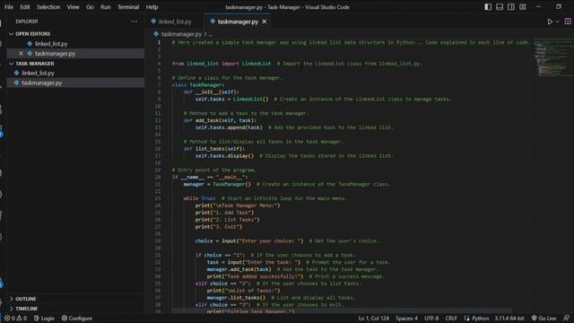 Task Manager App Using Linked List | Top 10 Python DSA Mini Projects For Beginners смотреть онлайн