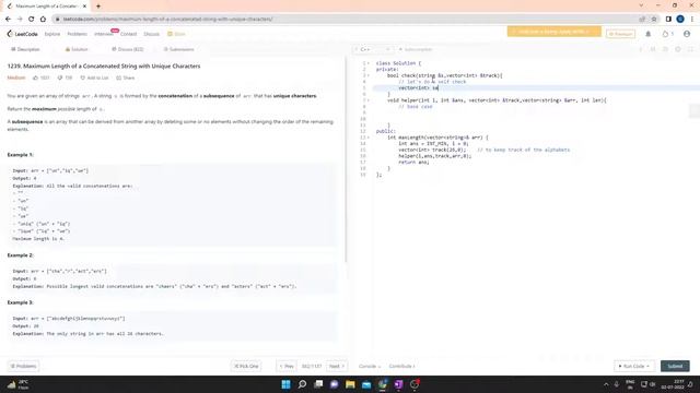 LEETCODE 1239 || MAXIMUM LENGTH OF A CONCATENATED STRING WITH UNIQUE CHARACTERS || C++ || DSA смотреть онлайн